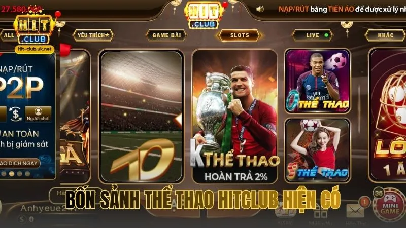 Bốn sảnh Thể Thao HITCLUB hiện có